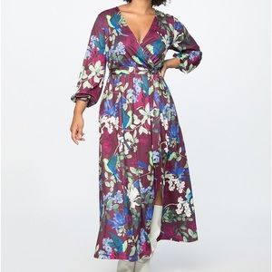 Eloquii Hummingbird Floral Wrap Maxi Dress